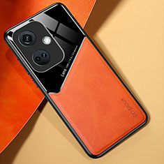 Funda Silicona Goma de Cuero Carcasa con Magnetico para Oppo K11 5G Naranja