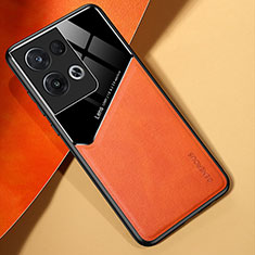 Funda Silicona Goma de Cuero Carcasa con Magnetico para Oppo Reno8 Pro+ Plus 5G Naranja