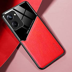 Funda Silicona Goma de Cuero Carcasa con Magnetico para Realme 10 Pro 5G Rojo