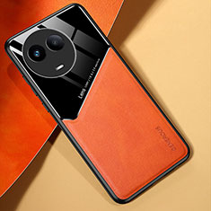 Funda Silicona Goma de Cuero Carcasa con Magnetico para Realme 11X 5G Naranja