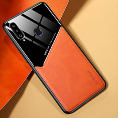 Funda Silicona Goma de Cuero Carcasa con Magnetico para Samsung Galaxy A20s Naranja