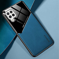 Funda Silicona Goma de Cuero Carcasa con Magnetico para Samsung Galaxy A22 4G Azul
