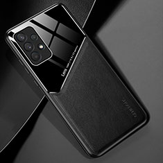 Funda Silicona Goma de Cuero Carcasa con Magnetico para Samsung Galaxy A32 4G Negro