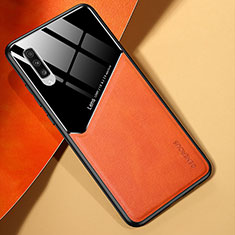 Funda Silicona Goma de Cuero Carcasa con Magnetico para Samsung Galaxy A70 Naranja