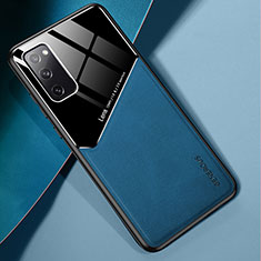 Funda Silicona Goma de Cuero Carcasa con Magnetico para Samsung Galaxy S20 FE 5G Azul