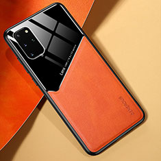 Funda Silicona Goma de Cuero Carcasa con Magnetico para Samsung Galaxy S20 Plus 5G Naranja