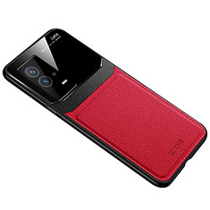 Funda Silicona Goma de Cuero Carcasa con Magnetico para Vivo iQOO 8 5G Rojo