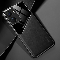 Funda Silicona Goma de Cuero Carcasa con Magnetico para Vivo Y16 Negro