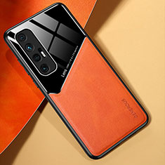 Funda Silicona Goma de Cuero Carcasa con Magnetico para Xiaomi Mi 10S 5G Naranja