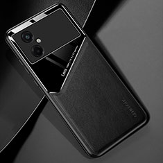 Funda Silicona Goma de Cuero Carcasa con Magnetico para Xiaomi Poco M4 5G Negro