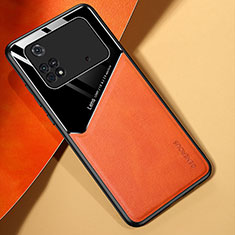 Funda Silicona Goma de Cuero Carcasa con Magnetico para Xiaomi Poco M4 Pro 4G Naranja