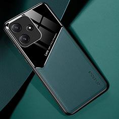 Funda Silicona Goma de Cuero Carcasa con Magnetico para Xiaomi Poco M6 Pro 5G Verde