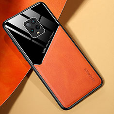 Funda Silicona Goma de Cuero Carcasa con Magnetico para Xiaomi Redmi 10X 5G Naranja