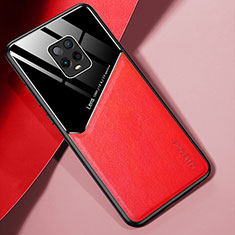 Funda Silicona Goma de Cuero Carcasa con Magnetico para Xiaomi Redmi 10X Pro 5G Rojo