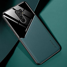 Funda Silicona Goma de Cuero Carcasa con Magnetico para Xiaomi Redmi 9 Prime India Verde