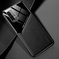 Funda Silicona Goma de Cuero Carcasa con Magnetico para Xiaomi Redmi 9T 4G Negro