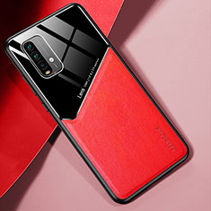 Funda Silicona Goma de Cuero Carcasa con Magnetico para Xiaomi Redmi 9T 4G Rojo