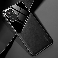 Funda Silicona Goma de Cuero Carcasa con Magnetico para Xiaomi Redmi Note 10S 4G Negro