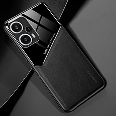 Funda Silicona Goma de Cuero Carcasa con Magnetico para Xiaomi Redmi Note 12 Turbo 5G Negro