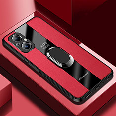 Funda Silicona Goma de Cuero Carcasa con Magnetico S01 para Oppo A96 5G Rojo