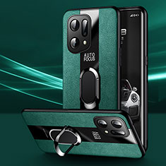 Funda Silicona Goma de Cuero Carcasa con Magnetico S01 para Oppo Find X5 5G Verde