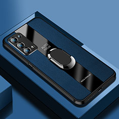 Funda Silicona Goma de Cuero Carcasa con Magnetico S01 para Oppo Reno6 Pro 5G Azul