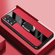 Funda Silicona Goma de Cuero Carcasa con Magnetico S01 para Oppo Reno6 Pro+ Plus 5G Rojo