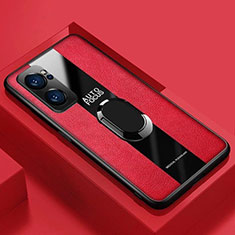 Funda Silicona Goma de Cuero Carcasa con Magnetico S01 para Oppo Reno7 Pro 5G Rojo