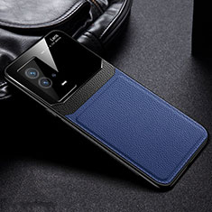 Funda Silicona Goma de Cuero Carcasa con Magnetico S01 para Vivo iQOO 8 Pro 5G Azul