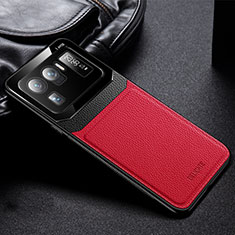 Funda Silicona Goma de Cuero Carcasa con Magnetico S01 para Xiaomi Mi 11 Ultra 5G Rojo