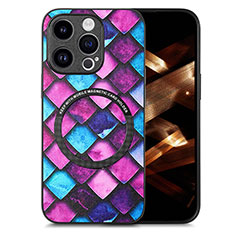 Funda Silicona Goma de Cuero Carcasa con Magnetico S01D para Apple iPhone 13 Pro Morado