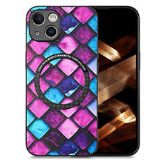 Funda Silicona Goma de Cuero Carcasa con Magnetico S01D para Apple iPhone 15 Morado