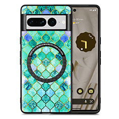 Funda Silicona Goma de Cuero Carcasa con Magnetico S01D para Google Pixel 7 Pro 5G Verde