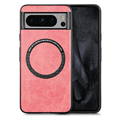 Funda Silicona Goma de Cuero Carcasa con Magnetico S01D para Google Pixel 8 Pro 5G Rosa