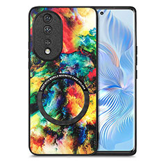 Funda Silicona Goma de Cuero Carcasa con Magnetico S01D para Huawei Honor 80 5G Multicolor