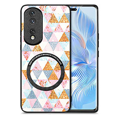 Funda Silicona Goma de Cuero Carcasa con Magnetico S01D para Huawei Honor 80 Pro Flat 5G Blanco