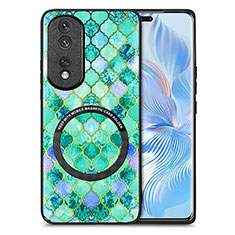 Funda Silicona Goma de Cuero Carcasa con Magnetico S01D para Huawei Honor 80 Pro Flat 5G Verde