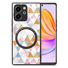 Funda Silicona Goma de Cuero Carcasa con Magnetico S01D para Huawei Honor 80 SE 5G Blanco