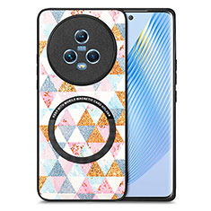 Funda Silicona Goma de Cuero Carcasa con Magnetico S01D para Huawei Honor Magic5 5G Blanco