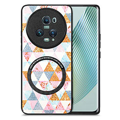 Funda Silicona Goma de Cuero Carcasa con Magnetico S01D para Huawei Honor Magic5 Pro 5G Blanco