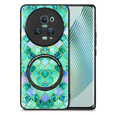 Funda Silicona Goma de Cuero Carcasa con Magnetico S01D para Huawei Honor Magic5 Pro 5G Verde