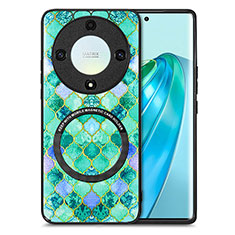 Funda Silicona Goma de Cuero Carcasa con Magnetico S01D para Huawei Honor X9a 5G Verde