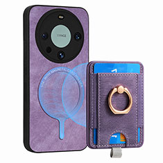 Funda Silicona Goma de Cuero Carcasa con Magnetico S01D para Huawei Mate 60 Pro+ Plus Morado