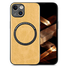 Funda Silicona Goma de Cuero Carcasa con Magnetico S02D para Apple iPhone 13 Amarillo