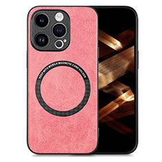 Funda Silicona Goma de Cuero Carcasa con Magnetico S02D para Apple iPhone 13 Pro Rosa