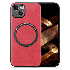 Funda Silicona Goma de Cuero Carcasa con Magnetico S02D para Apple iPhone 14 Plus Rojo