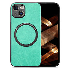 Funda Silicona Goma de Cuero Carcasa con Magnetico S02D para Apple iPhone 14 Verde