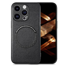 Funda Silicona Goma de Cuero Carcasa con Magnetico S02D para Apple iPhone 15 Pro Max Negro