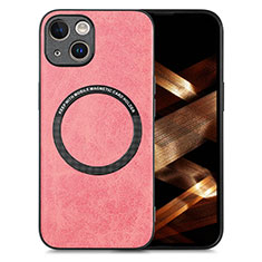 Funda Silicona Goma de Cuero Carcasa con Magnetico S02D para Apple iPhone 15 Rosa