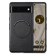 Funda Silicona Goma de Cuero Carcasa con Magnetico S02D para Google Pixel 6a 5G Negro